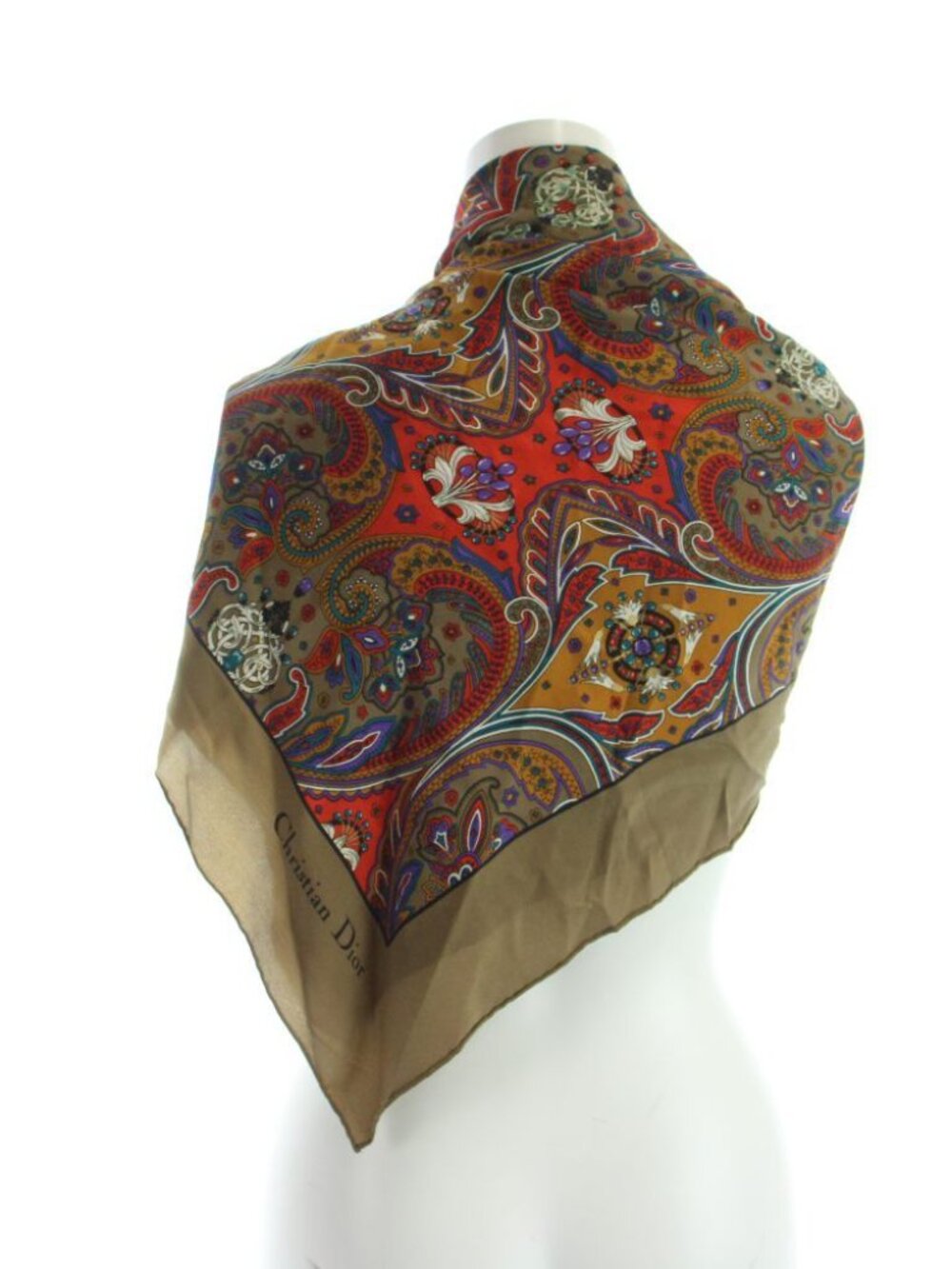 Dior Large Scarf Shawl Paisley Pattern Silk Multi - Picture 2 of 6